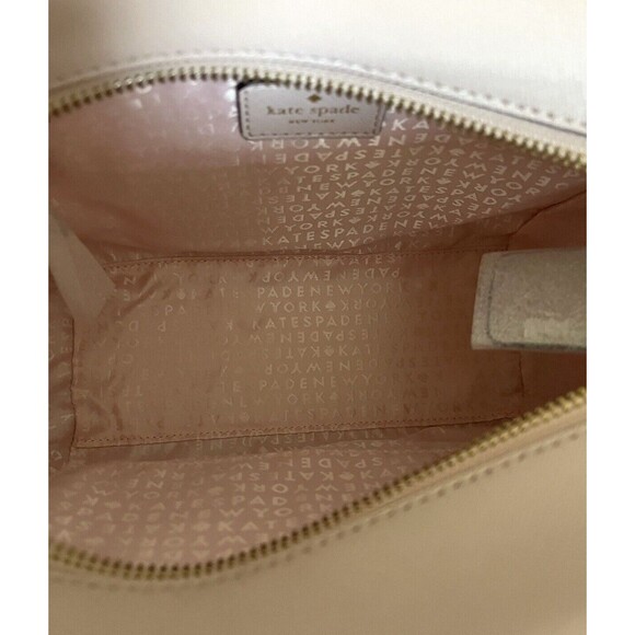 New Kate Spade Small Hadlee Laurel Way Jeweled Saffiano Leather Tote Warm Vellum - Picture 5 of 5